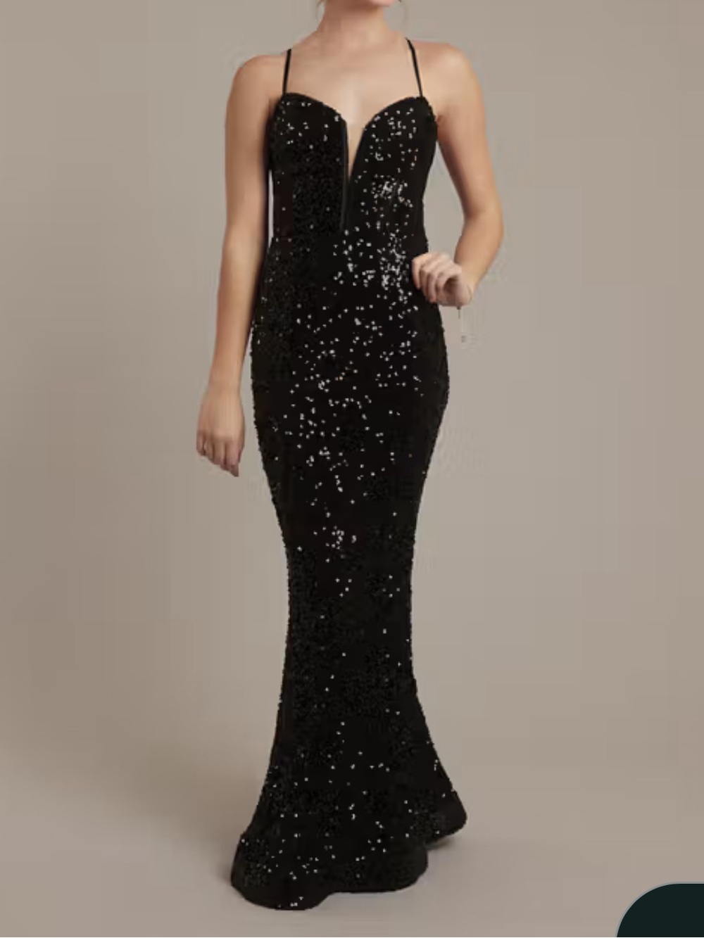 ILLUSION PLUNGE CHUNKY SEQUIN SHEATH DRESS - Size 2